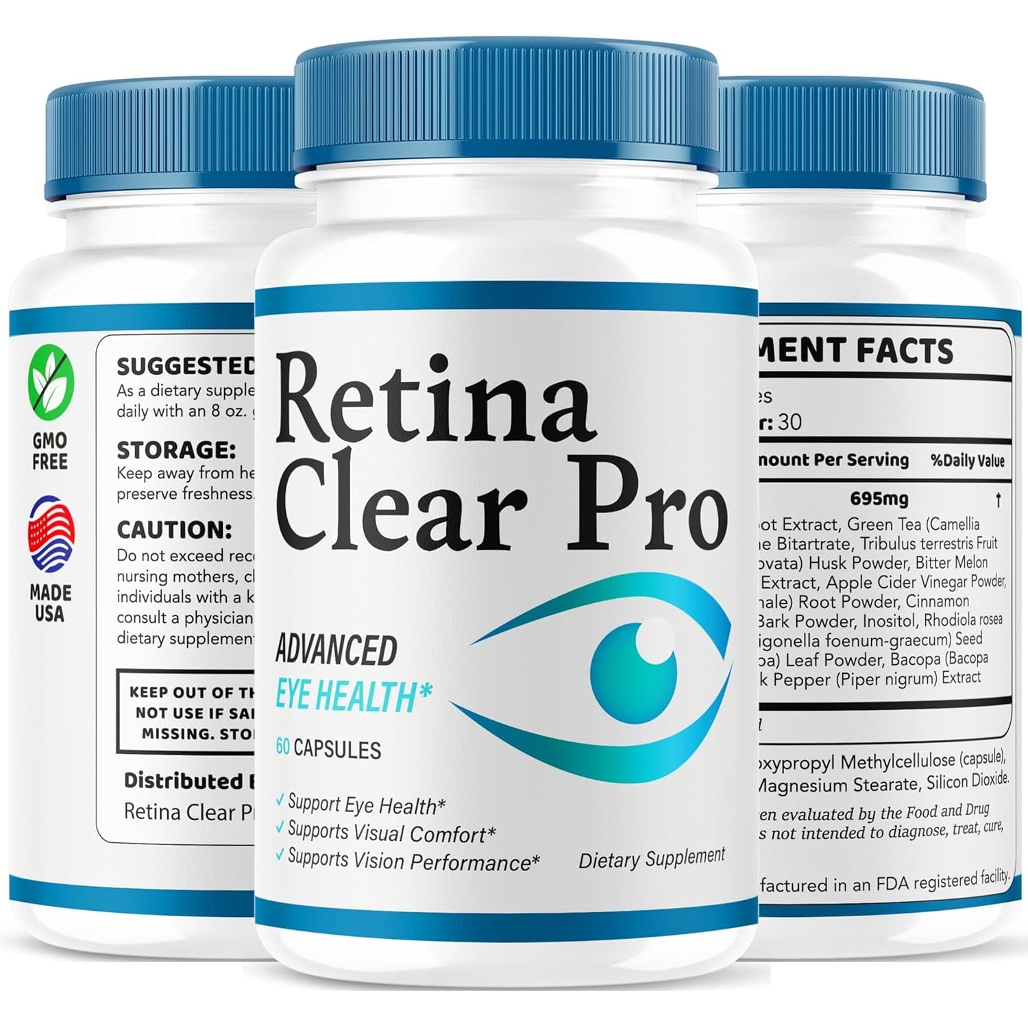Retina Clear Pro Capsules - Retina Clear Pro Advanced Eye Health Support Pills, Natural Retinaclear Supplement Vitamins Overall Wellness & Support Reviews, 60 Capsules for 1 Month