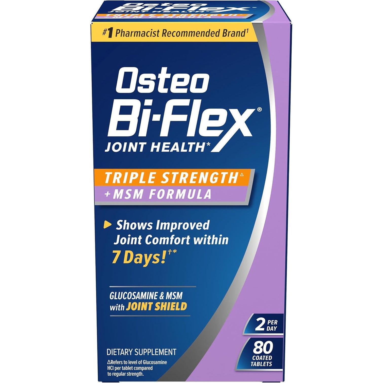 Osteo Bi-Flex Triple Strength Glucosamine Supplement with MSM, Improve Joint Function, Maintain Healthy Connective Tissue and Cartilage, 80 Coated Tablets