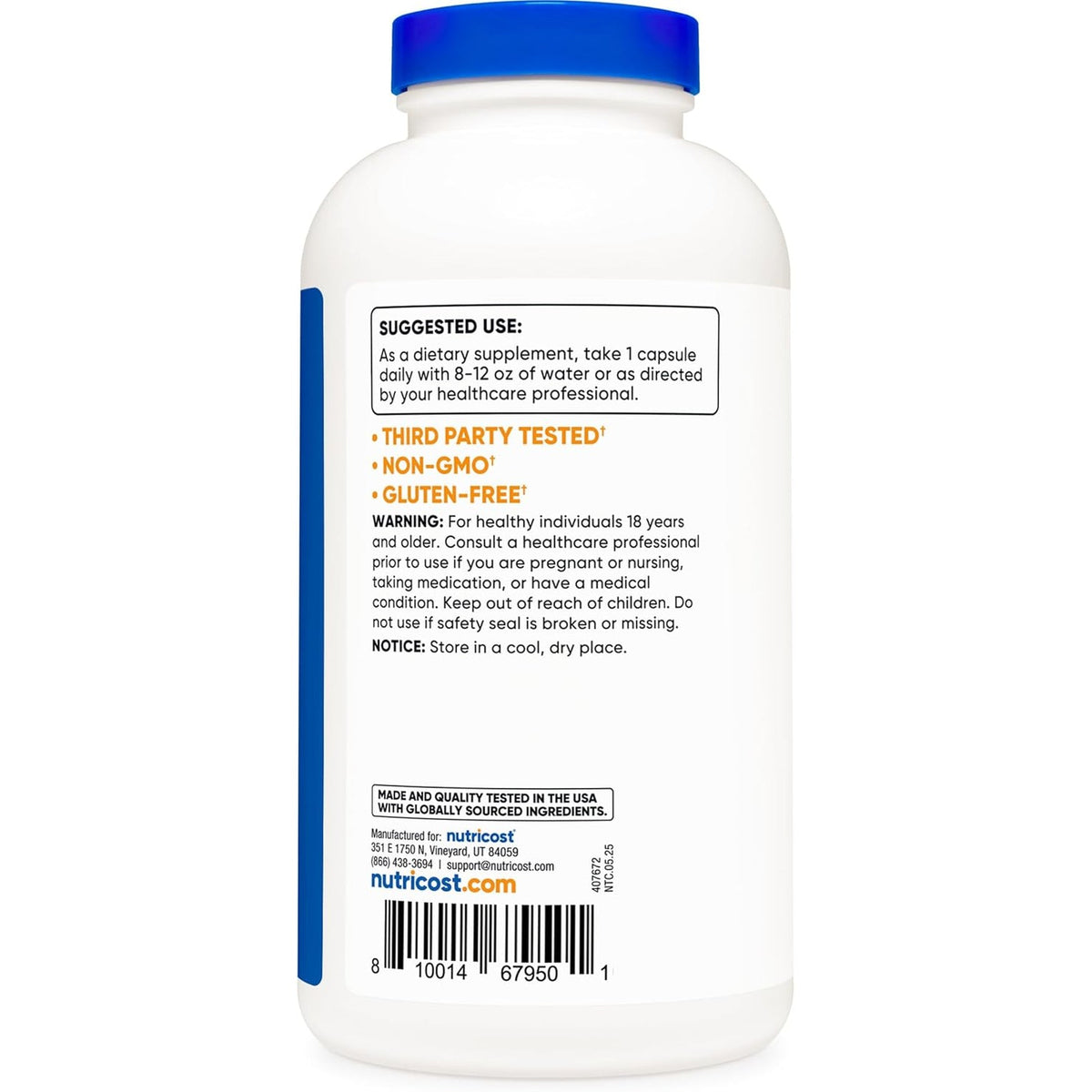 Nutricost Taurine 1000Mg, 400 Capsules