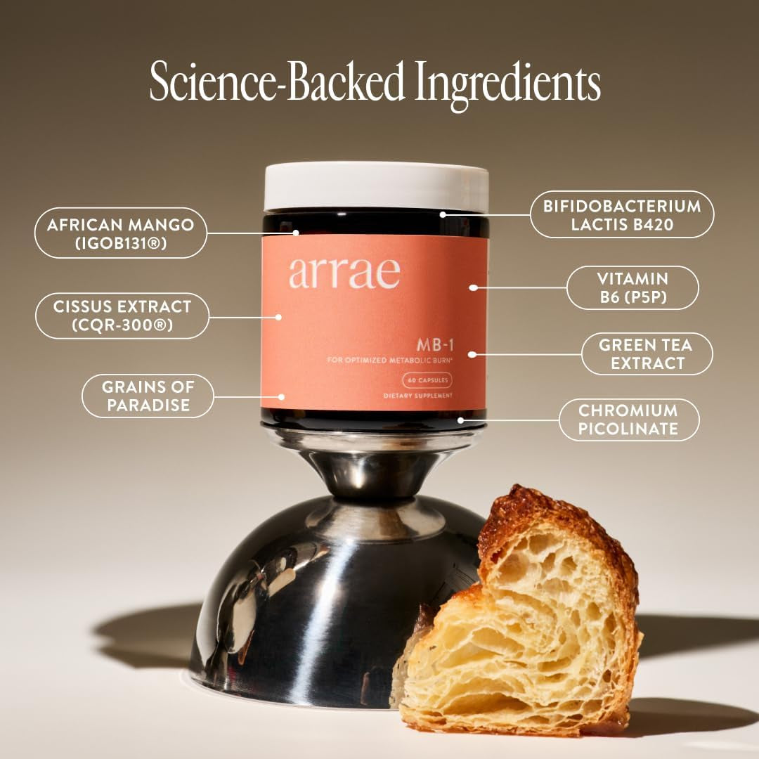 Arrae MB-1, Natural Dietary Supplement, Control Appetite, Increase Energy, Support Healthy Metabolism, 60 Capsules