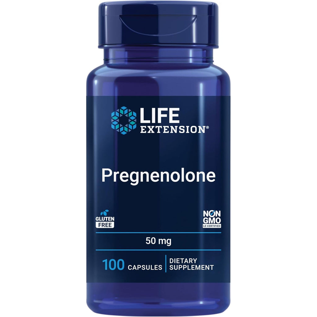 Life Extension Pregnenolone, Neurohormone, Promotes Memory Health and Brain Plasticity, Gluten-Free, Non-Gmo, 100 Capsules