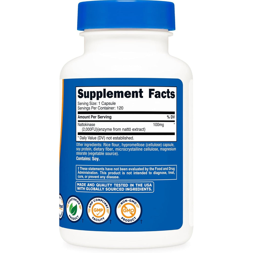 Nutricost Nattokinase 2,000FU, 120 Capsules - Gluten Free, Non-Gmo, Vegetarian Friendly