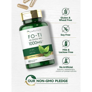 Carlyle Fo-Ti Supplement | 180 Capsules | He-Shou-Wu Root Extract | Non-Gmo and Gluten Free