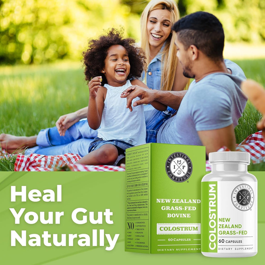 Intestinal Fortitude 100% Grass Fed New Zealand Cows Colostrum Capsules, Grassfed, Hormone Free, GMO Free, Optimal Gut Health and Immune System Support, Leaky Gut, IBD, 500 Mg Capsules, 60 CT