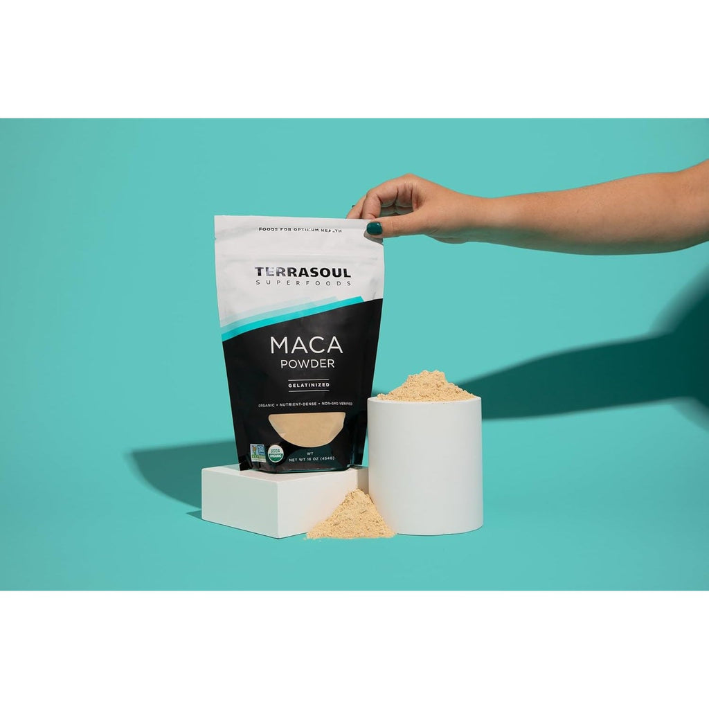 Terrasoul Superfoods Organic Gelatinized Maca Powder, 16 Oz, Hormone Balance, Energy Boost, and Superfood Smoothies with Peruvian Maca Root, Gelatinized for Easy Digestion
