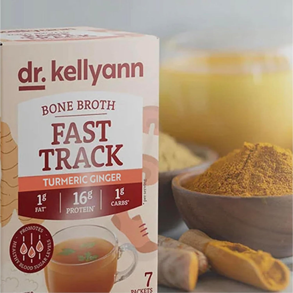Dr. Kellyann Fast Track Bone Broth Packets (7 Servings) – 16G Protein, Grass-Fed Hydrolyzed Collagen, Keto & Paleo-Friendly, 1 Box