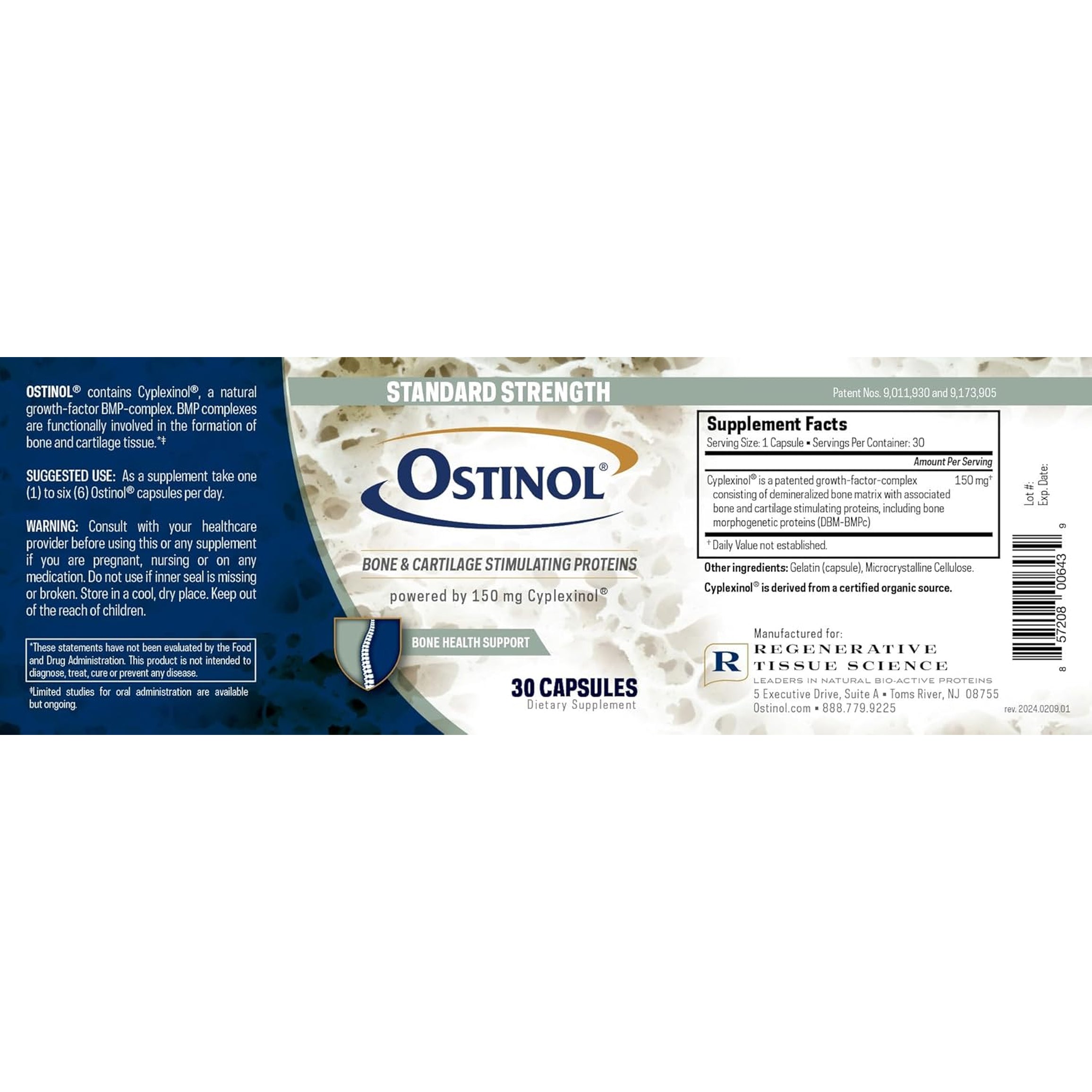 Ostinol Standard 150Mg - Bone & Joint Supplement | Stem Cell Activation Certified | Bio Active Protein Complex for Mild Bone Loss & Mild Joint Dysfunction - 30 Capsules