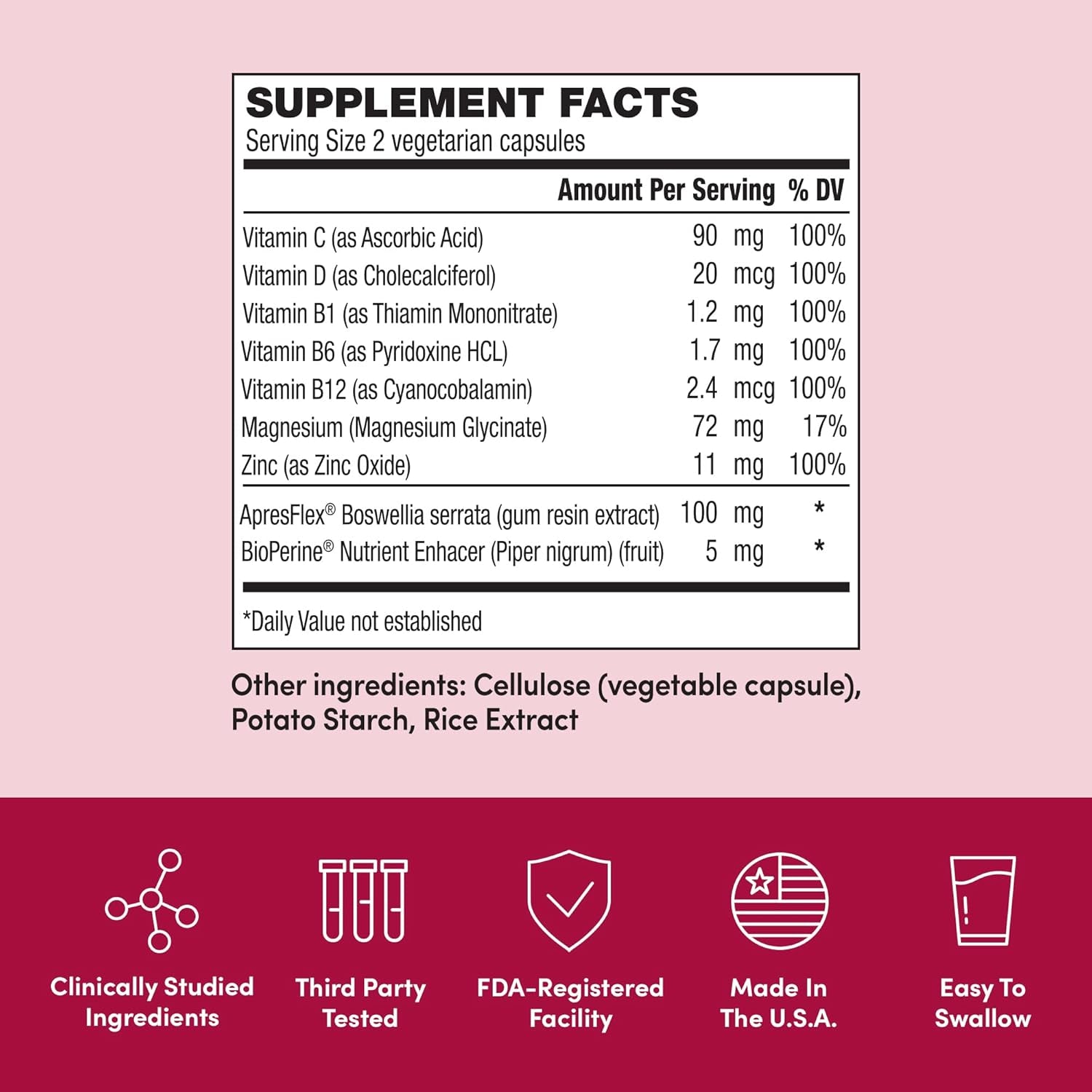 Penetrex Clinically Studied Magnesium Glycinate Supplement for Joint, Muscle & Nerve Support - Comfort in 5 Days with Advanced Boswellia Serrata Extract, Vitamin D, B, C (60 Count, 1 Month Supply)