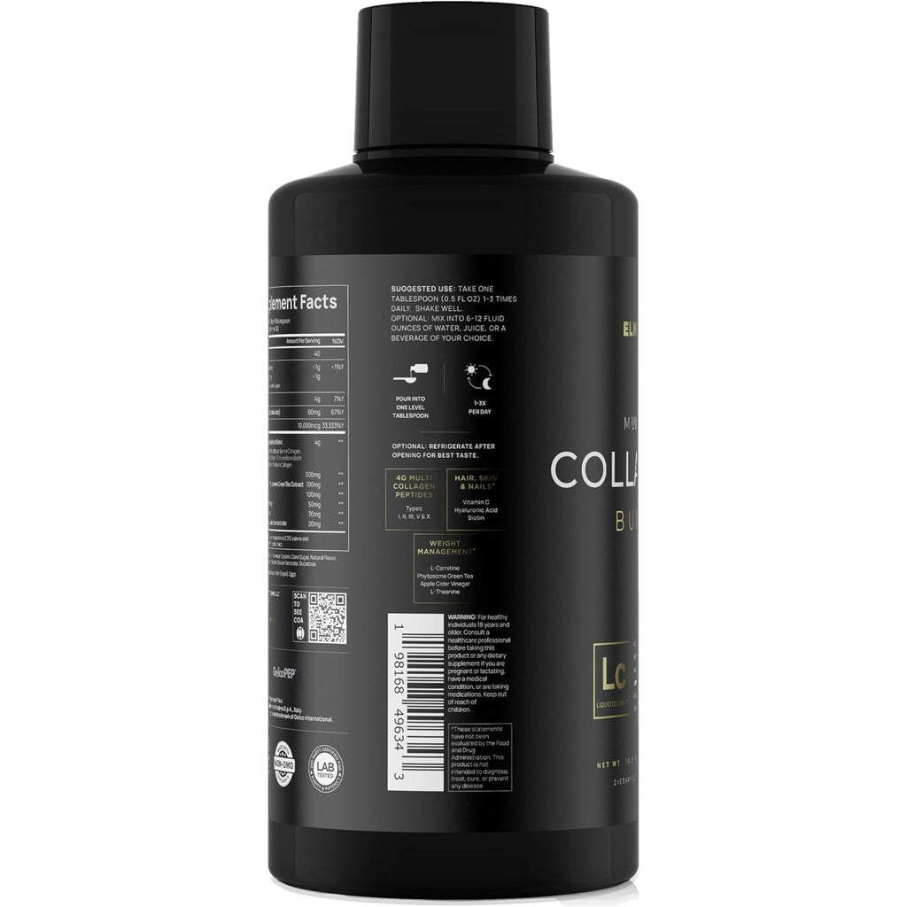 Premium Liquid Collagen for Women Weight Loss & Beauty W. Hyaluronic Acid, Biotin, L-Carnitine, Apple C Vinegar - Ultra Pure Multi Collagen Protein Shots Drink + Hair & Skin Liquid Vitamins - Colageno