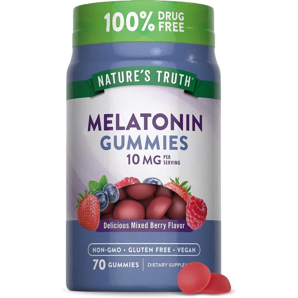 Nature'S Truth Melatonin 10Mg Gummies | 70 Count | Berry Flavor | Vegan, Non-Gmo, and Gluten Free Supplement