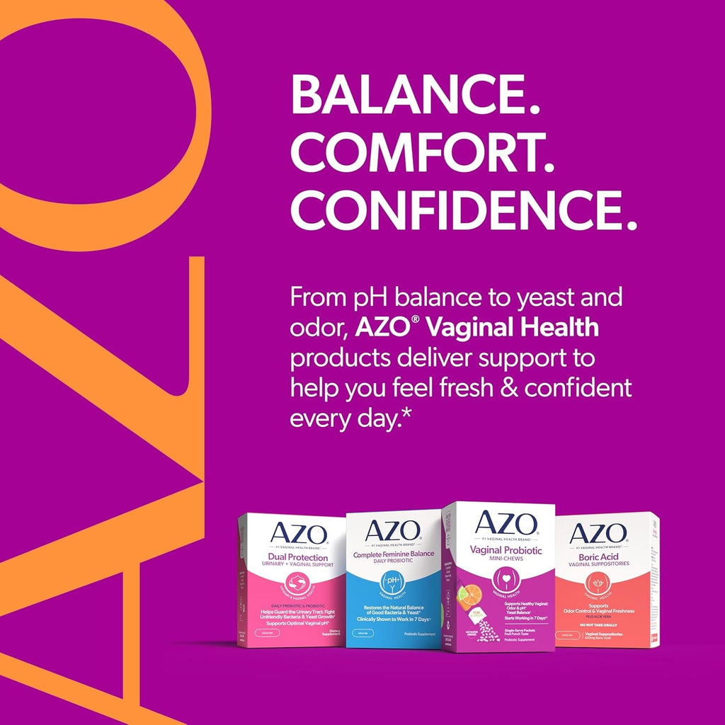 AZO Vaginal Probiotic Mini-Chews for Women, Supports Healthy Vaginal Odor, Healthy Vaginal Flora, Yeast Balance and Ph*, Delicious Fruit Punch Taste, 14 Count