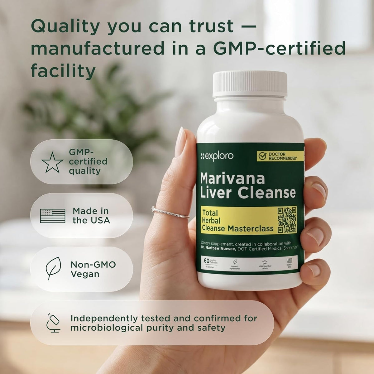 Exploro Liver Cleanser Full Body Detox, Complete Detoxification for Heavy User, Prepare before Your Workplace Test, 60 Capsules with Turmeric, Zinc, Milk Thistle, Dandelion Root