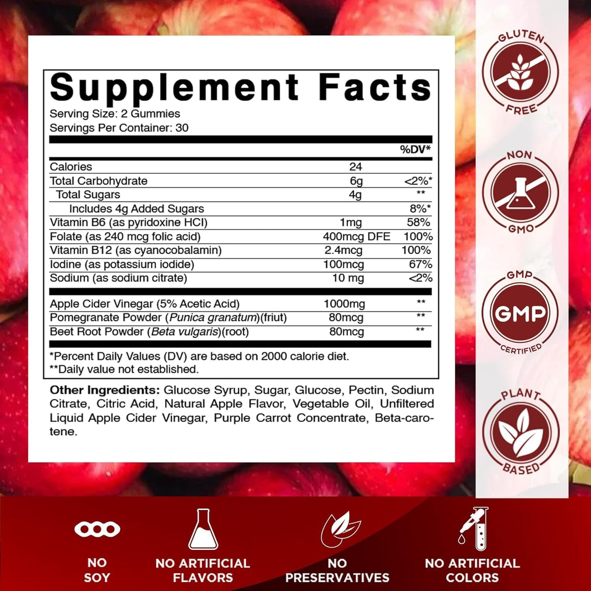 Vitamatic Apple Cider Vinegar Gummies - 1000Mg per Serving - 60 Vegan Gummies - ACV Gummies for Detox, Weight Loss Support, Energy Boost, Digestion & Gut Health
