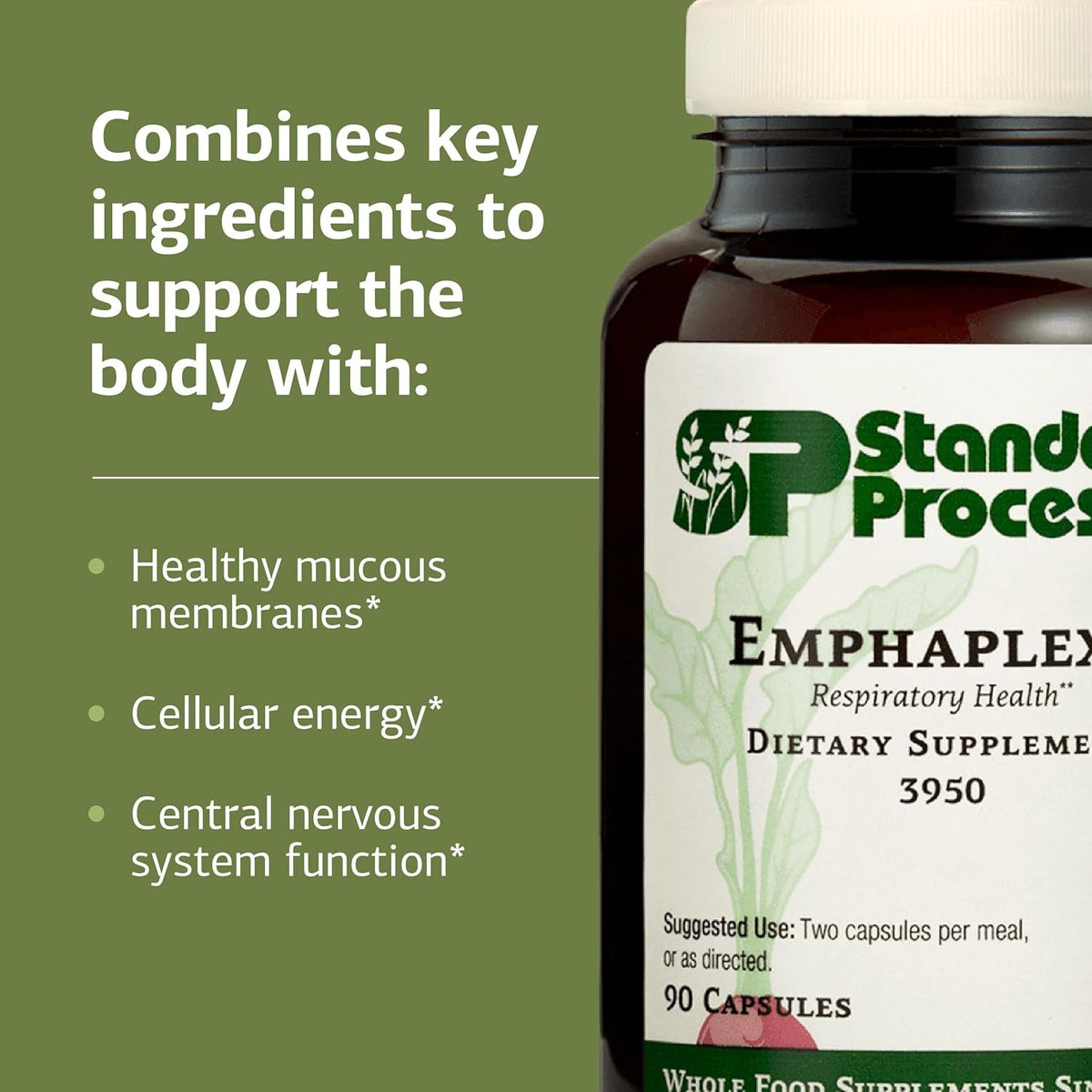 Standard Process Emphaplex - Respiratory System Supplement for Antioxidant Support - for Cellular Energy Support & Nervous System Health - 90 Capsules (45 Servings)