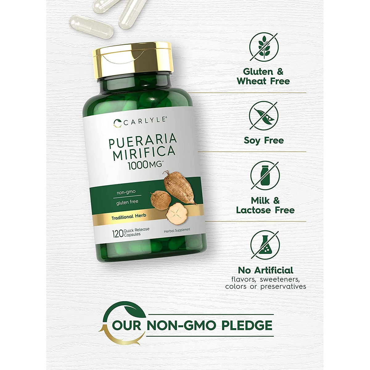 Carlyle Pueraria Mirifica Capsules | 120 Count | Root Extract | Non-Gmo & Gluten Free Supplement