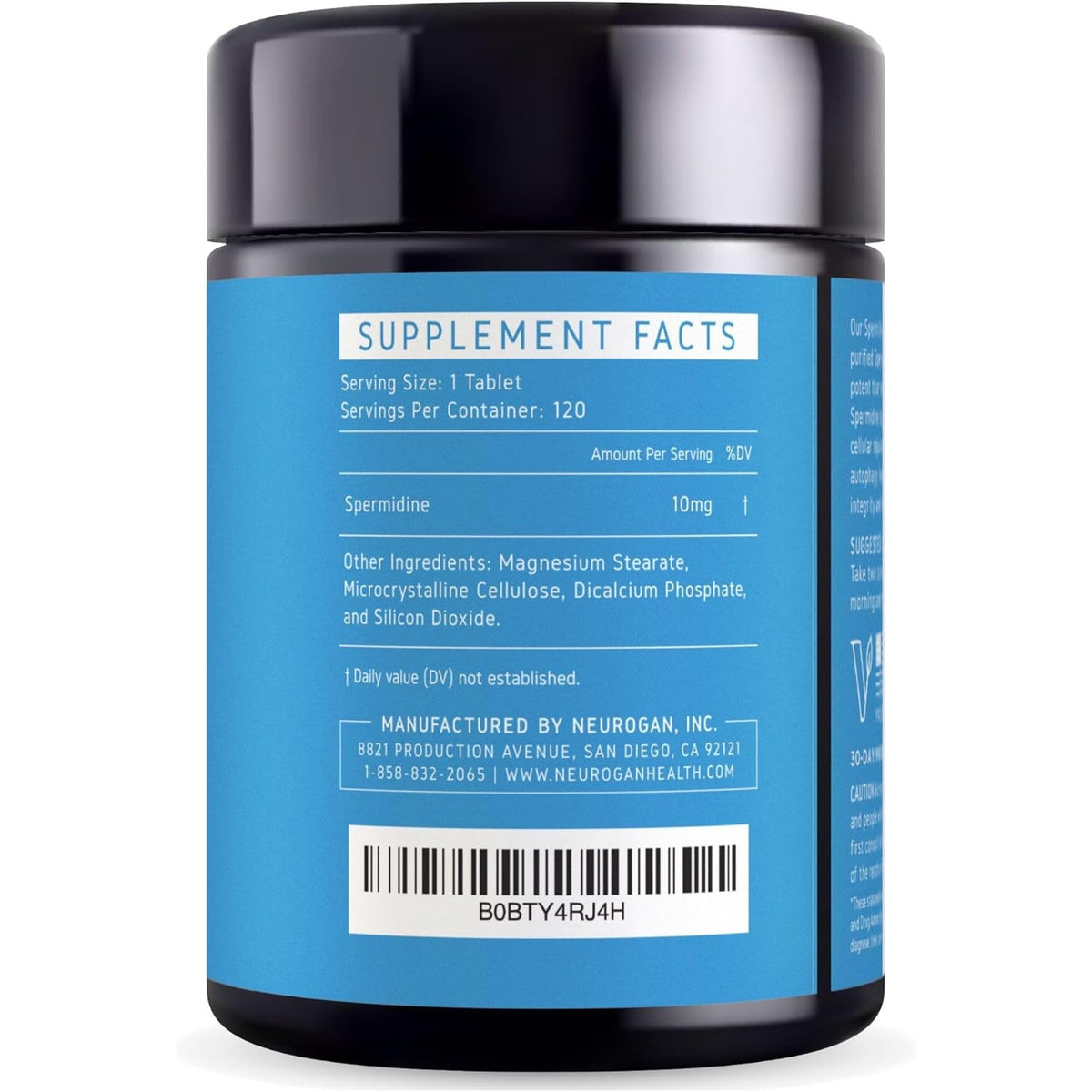 Neurogan Spermidine Supplement - 1200Mg - 99% Pure 100X More Potent than Rice & Wheat Germ Extract - for Cellular Health, Anti-Aging & Energy* - Made in USA - 10MG per Serving - 120 Servings