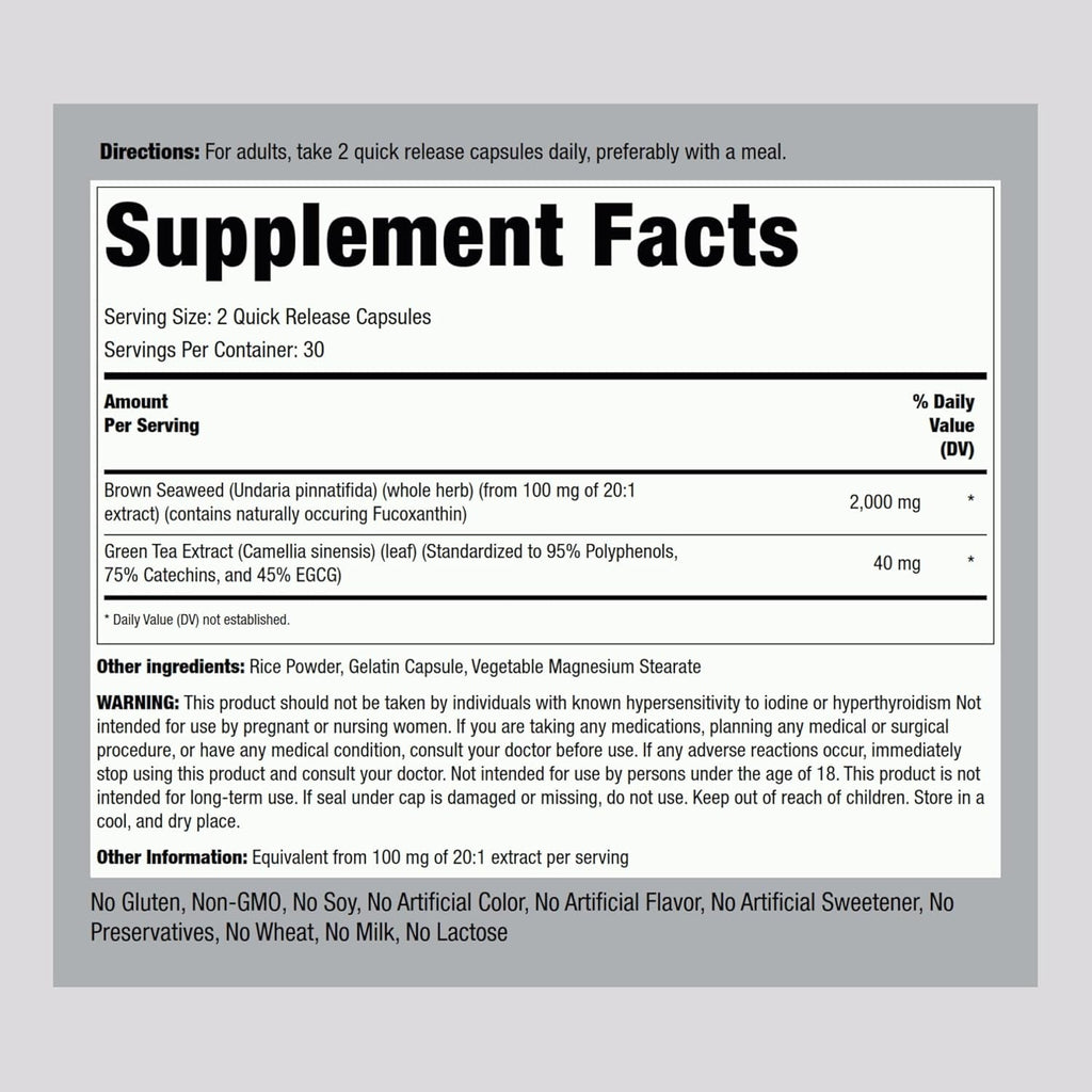 Piping Rock Brown Seaweed Capsules | 60 Count | Fucoxanthin Extract Supplement | Non-Gmo, Gluten Free