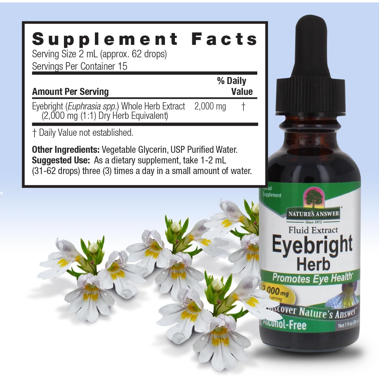 Nature'S Answer Eyebright Herb | Supports Healthy Eyes & Vision | Non-Gmo | Alcohol-Free, Gluten-Free, Kosher Certified, Vegan & No Preservatives 1Oz