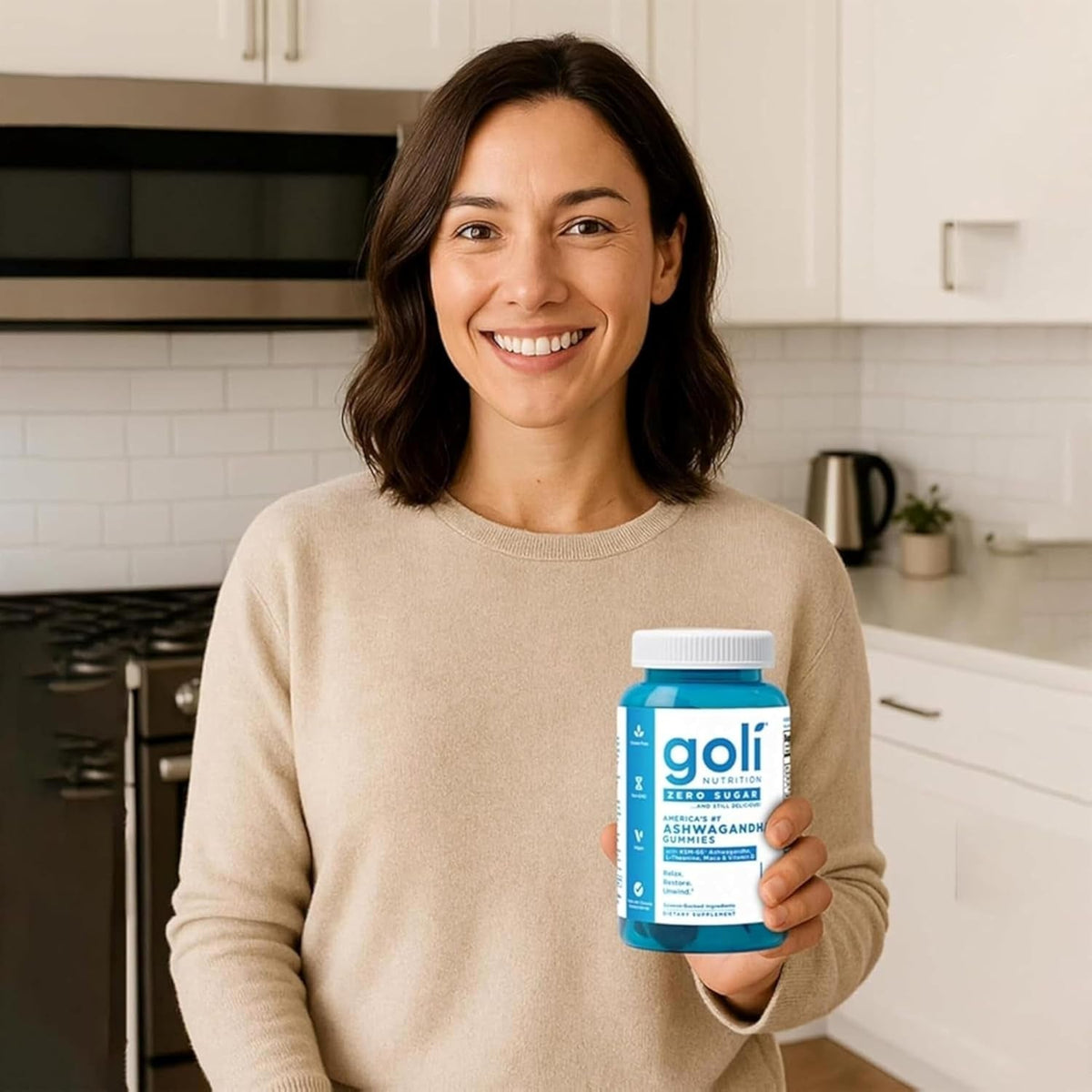 Goli Zero Sugar Ashwagandha Gummies with KSM-66, L-Theanine, Maca and Vitamin D - No Sugar Alcohols - Vegan, Keto-Friendly, Non-Gmo