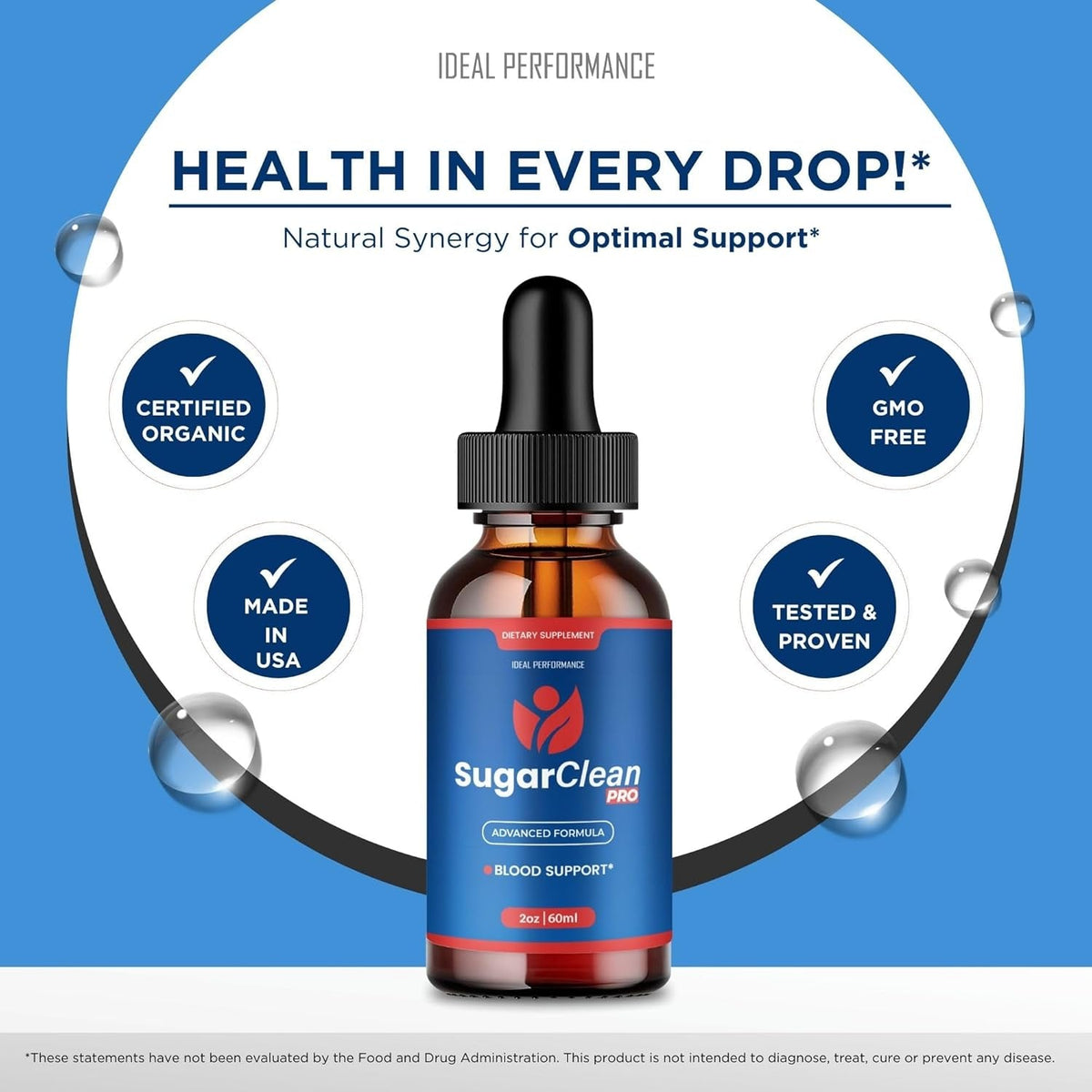 Sugar Clean Pro Drops, Official Sugarclean Pro Advanced Blood Formula Supplement - Maximum Strength, All Natural Healthy Circulation & Stable Levels, Sugarcleanpro Health Support Reviews (1 Pack)