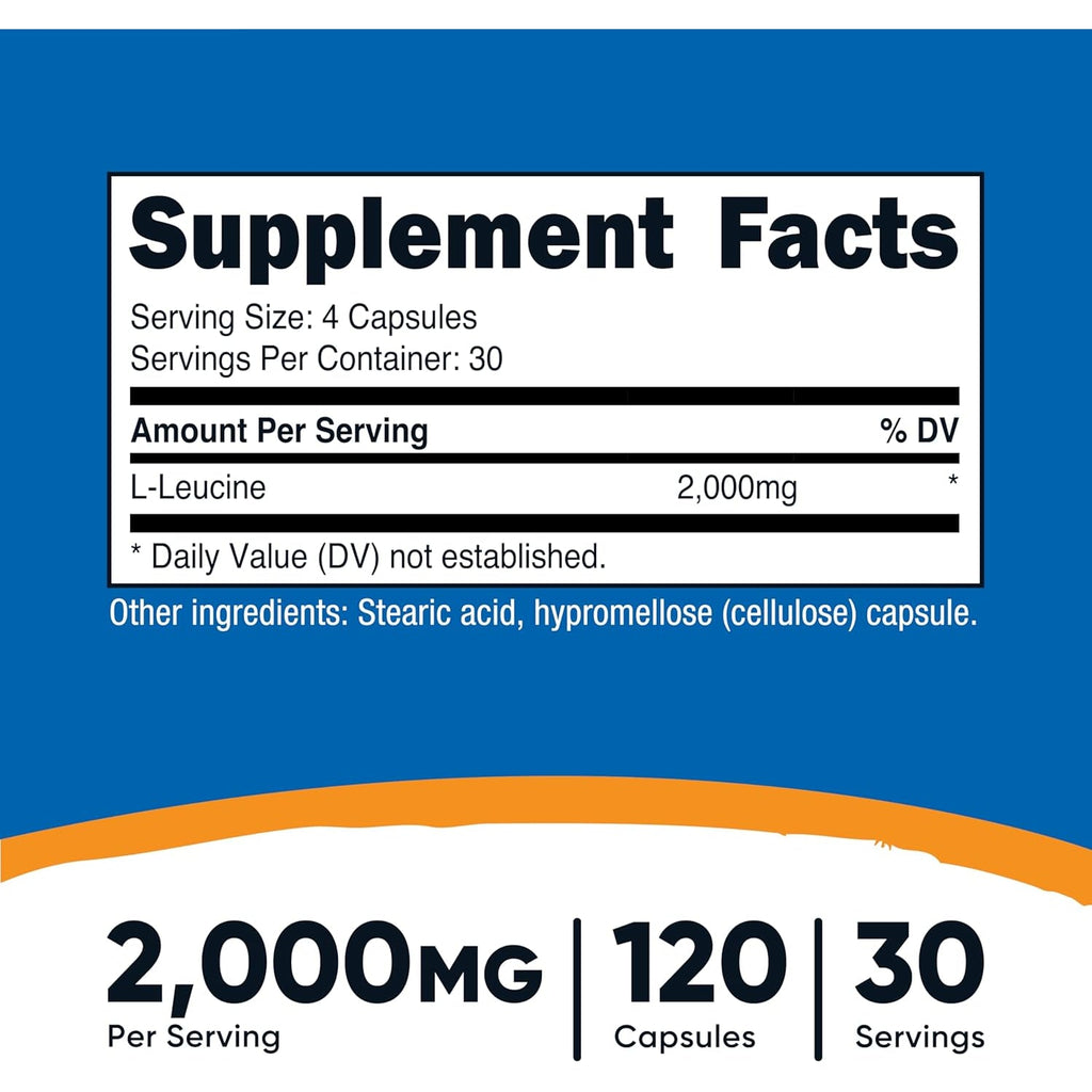 Nutricost L-Leucine 2,000Mg, 120 Vegetarian Capsules, Non-Gmo, Gluten Free, 30 Servings