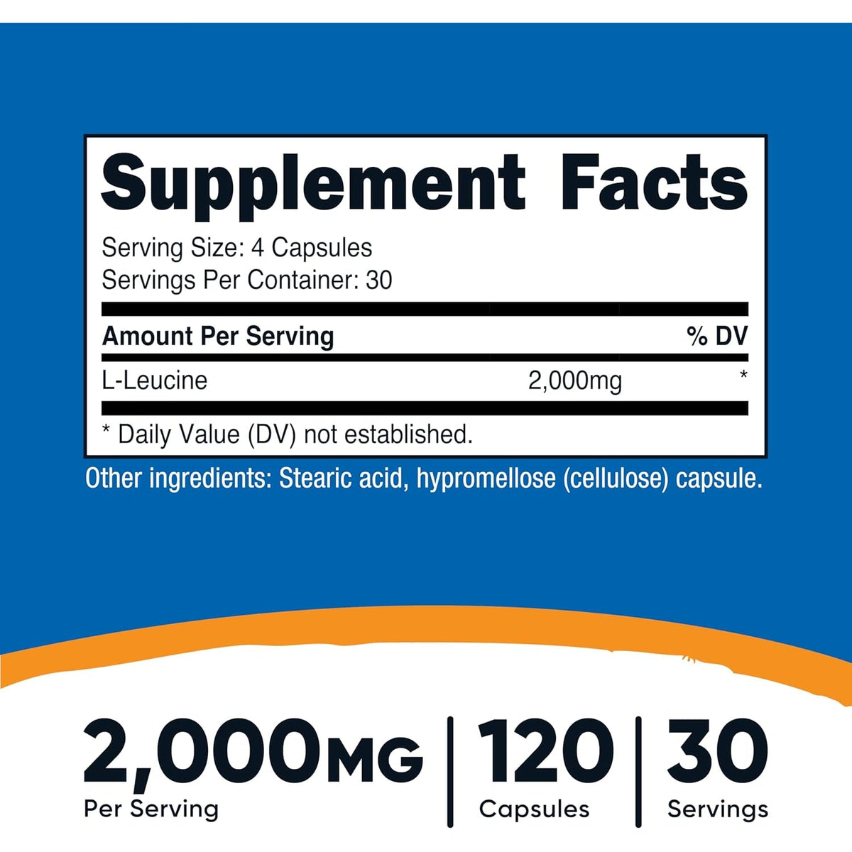 Nutricost L-Leucine 2,000Mg, 120 Vegetarian Capsules, Non-Gmo, Gluten Free, 30 Servings