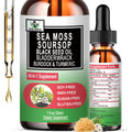 Sea Moss Black Seed Oil Soursop Liquid Drops with Bladderwrack Burdock Root Turmeric - Multimineral & Vitamins Superfood Drops Organic Non-Gmo for Immune & Digestive & Cell Support Skin Hair