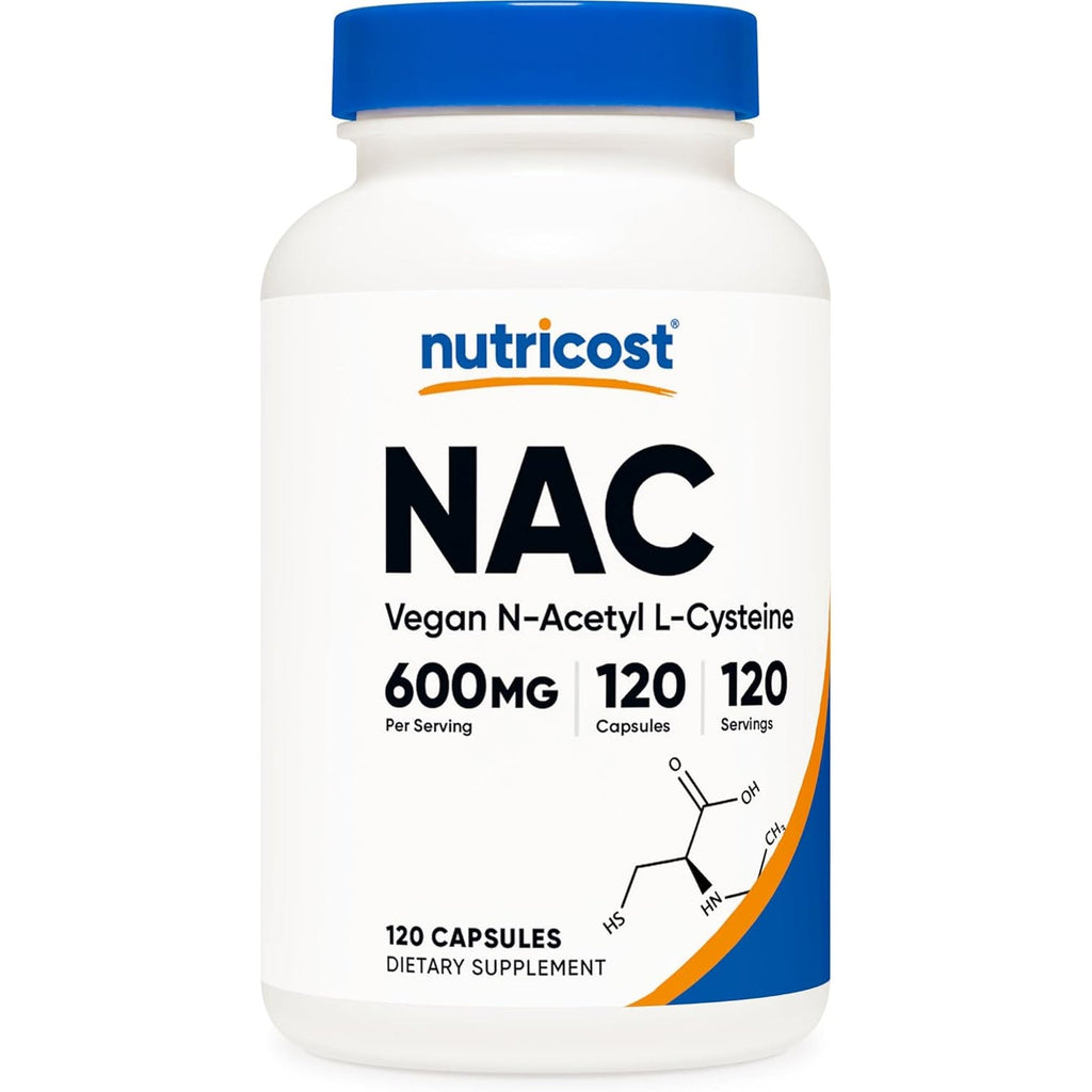 Nutricost N-Acetyl L-Cysteine (NAC) 600Mg, 120 Vegetarian Capsules - Non-Gmo, Gluten Free, Vegetarian Caps