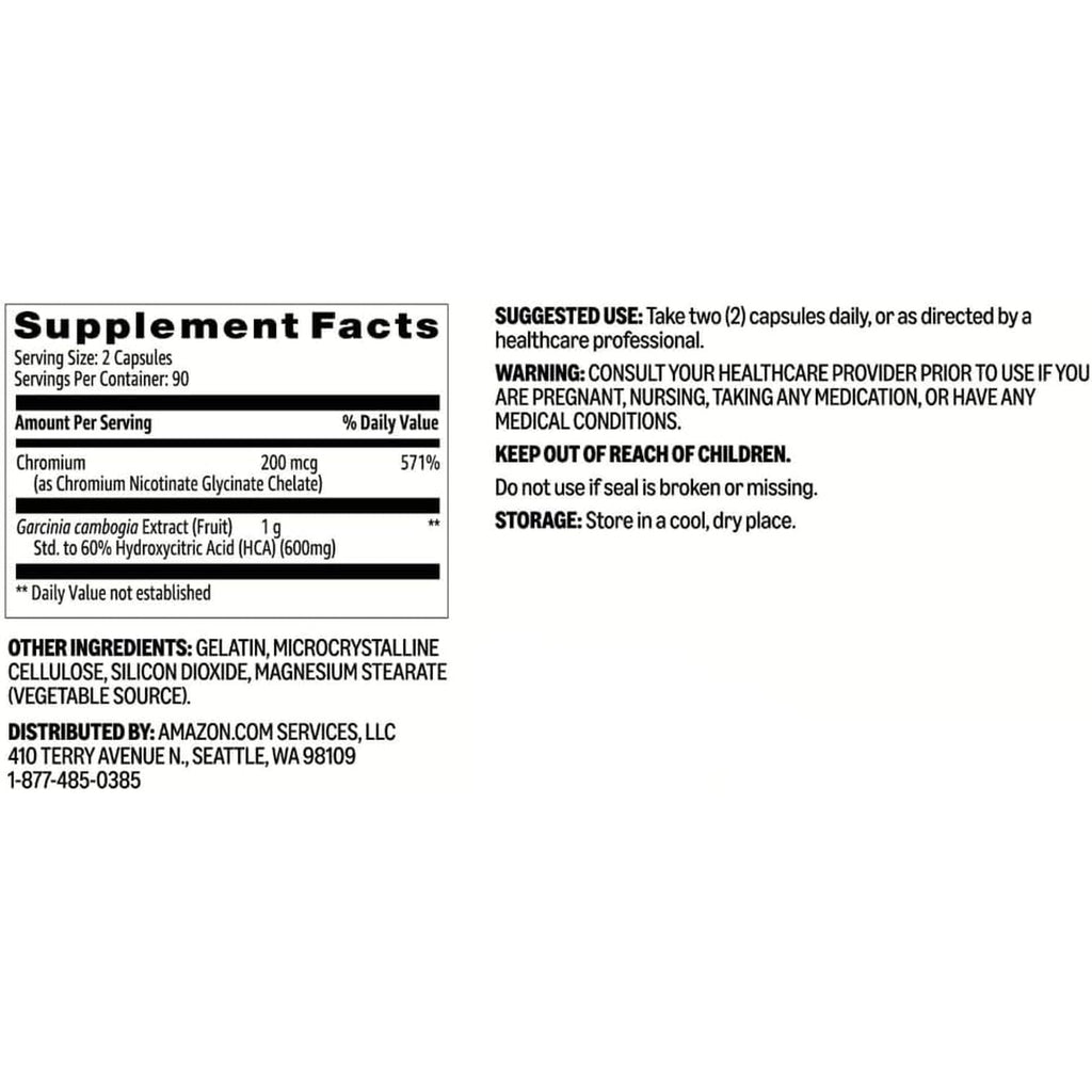Amazon Basics Garcinia Cambombogia Capsules, 1,000 Mg, 180 Count
