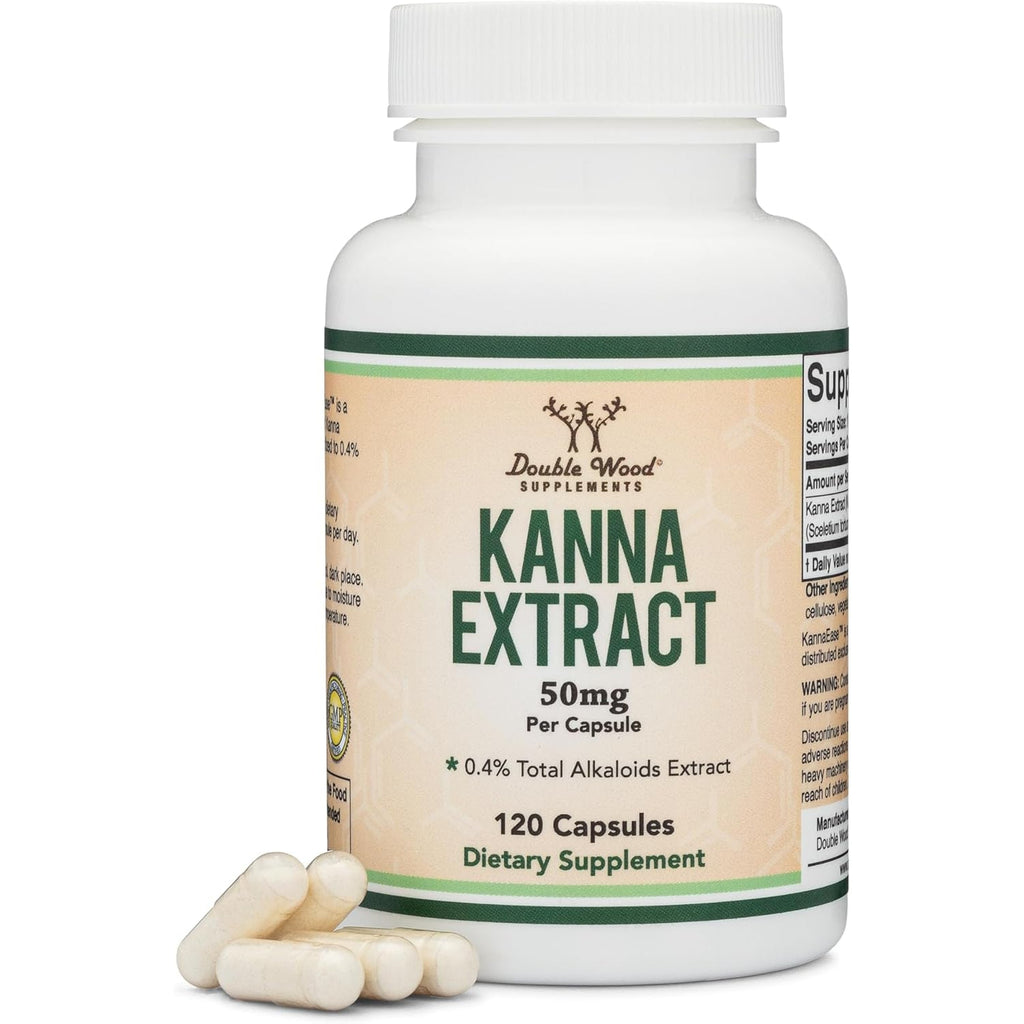 Kanna Extract Supplement (Sceletium Tortuosum) - 50Mg per Capsules, 120 Count - for Relaxation and Peace of Mind (Min .4% Total Alkaloids) Non-Gmo, Gluten Free, Vegan Safe by Double Wood