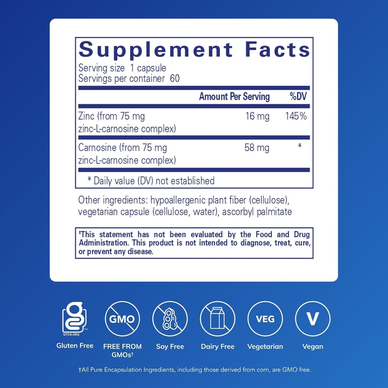 Pure Encapsulations Peptic-Care - Zinc-L-Carnosine - Gut Health & Antioxidant Supplement - Supports Gastric Health* - Vegan & Gluten-Free - 60 Capsules