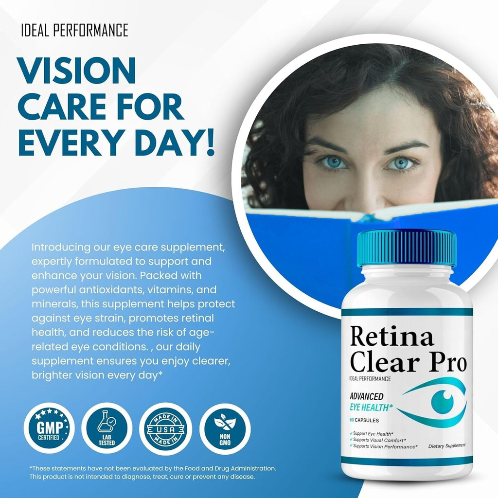 Retina Clear Eye Supplement - Retina Clear for Eyes Capsules - Maximum Strength, Advanced Formula All Natural Visual Wellness, Retinaclear Pro Reviews (5 Pack)