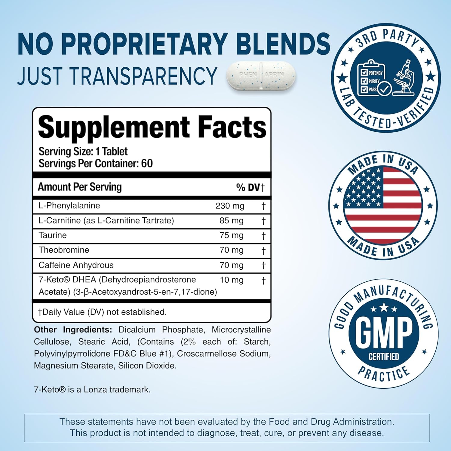 Phenaprin Advanced Diet Pills for Weight Loss & Energy - Multi-Pathway Appetite Suppressant & Thermogenic Fat Burner for Men & Women - Metabolism Booster, Food Noise & Cravings Support - 60 Tablets