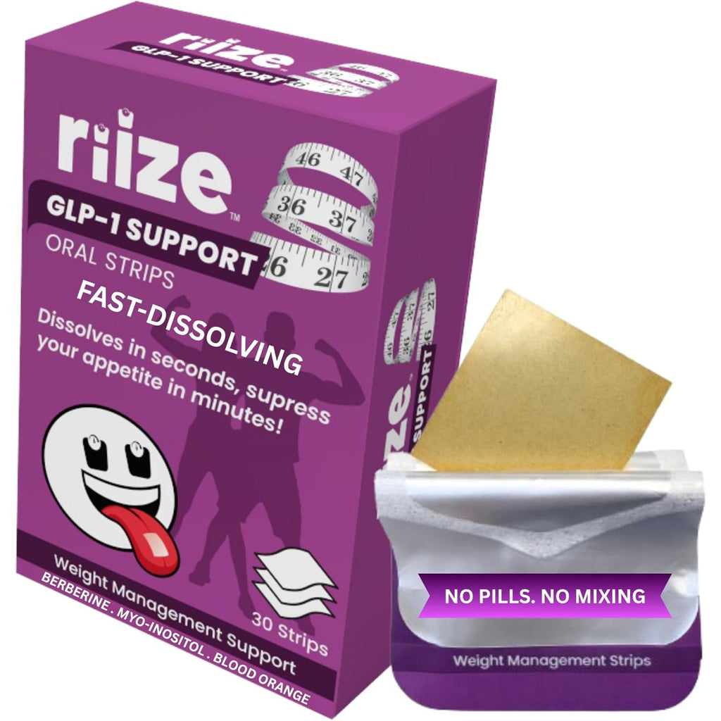 Riize GLP-1 Support Strips for Weight Management and Appetite Control - Fast-Dissolving Oral Strips with Berberine, Myo-Inositol & Blood Orange Extract - 1 Month Supply - 30 Count