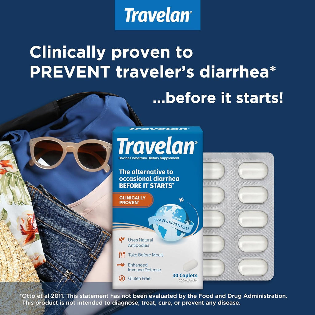 Anti Diarrhea Pills Help Prevent Traveler’S Diarrhea before It Starts, Clinically Proven, Travel Essentials, Drug-Free Colostrum, Natural Digestive and Immune Support Supplement, 30 Count
