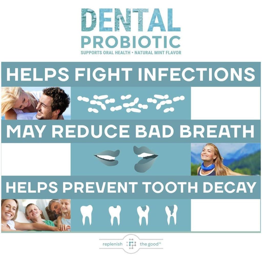 Dental Oral Probiotic, 60 Chewable Tablets - Supplements W/Blis K12 & M18 - Bad Breath Treatment for Adults - Boosts Oral Health - Fights Halitosis, Tooth Decay, Strep Throat (Mint Flavor)