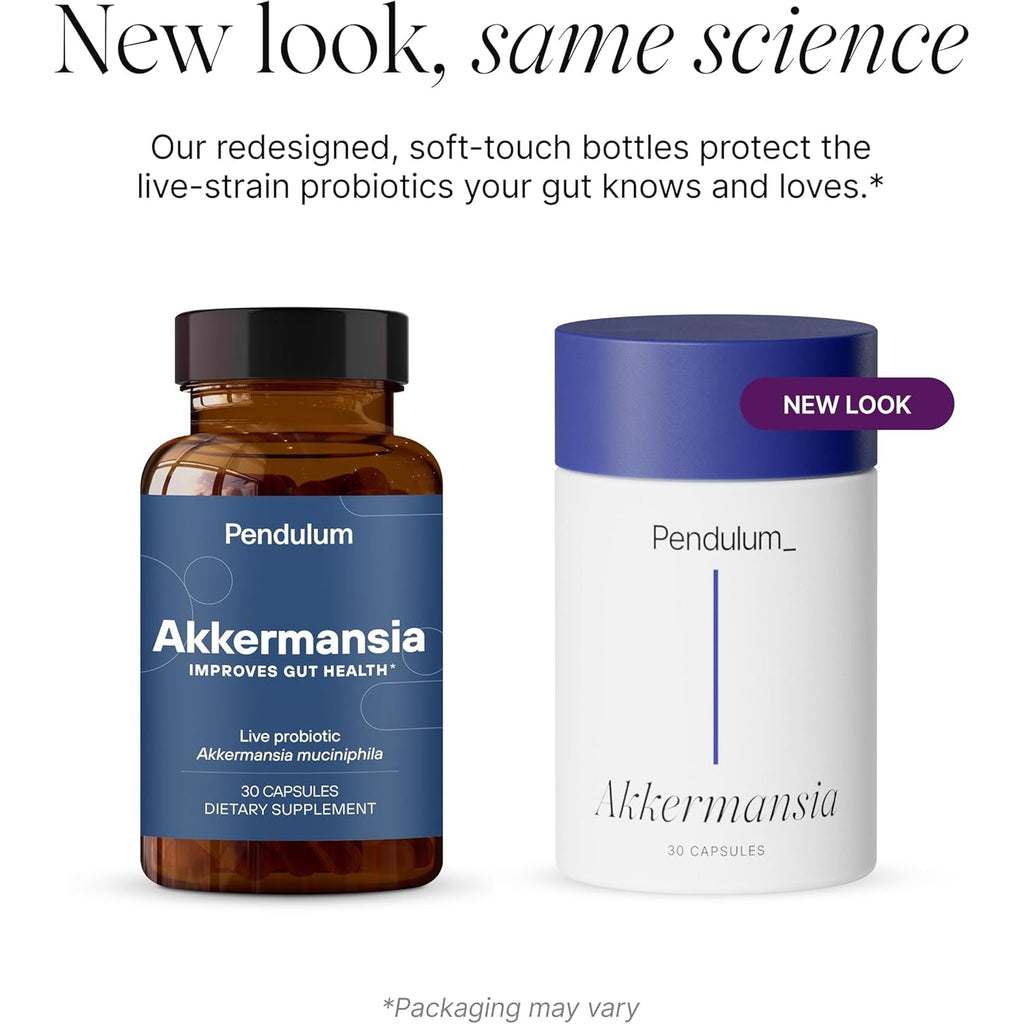 Pendulum Akkermansia Probiotic with Prebiotic Fiber - Increases GLP-1 Production, Delayed Release, Third-Party Tested, 100M AFU Live Strain for Gut Health for Men & Women (30 Capsules, 1-Pack)