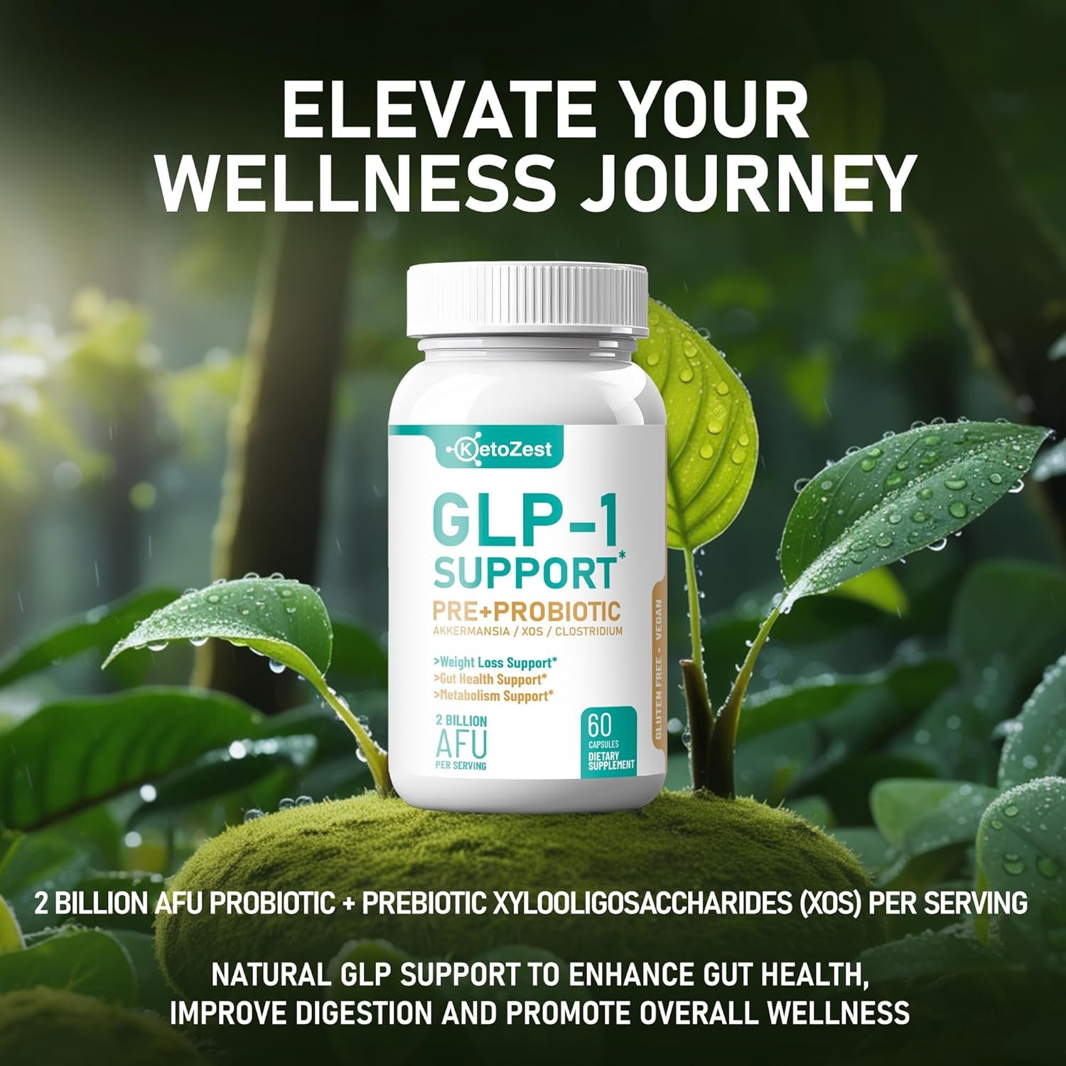 GLP-1 Support Weight Loss Supplement - Prebiotic Probiotic GLP1 Support for Women Men - Natural Support with Akkermansia Muciniphila for Fat Burn Gut & Metabolic Health Support