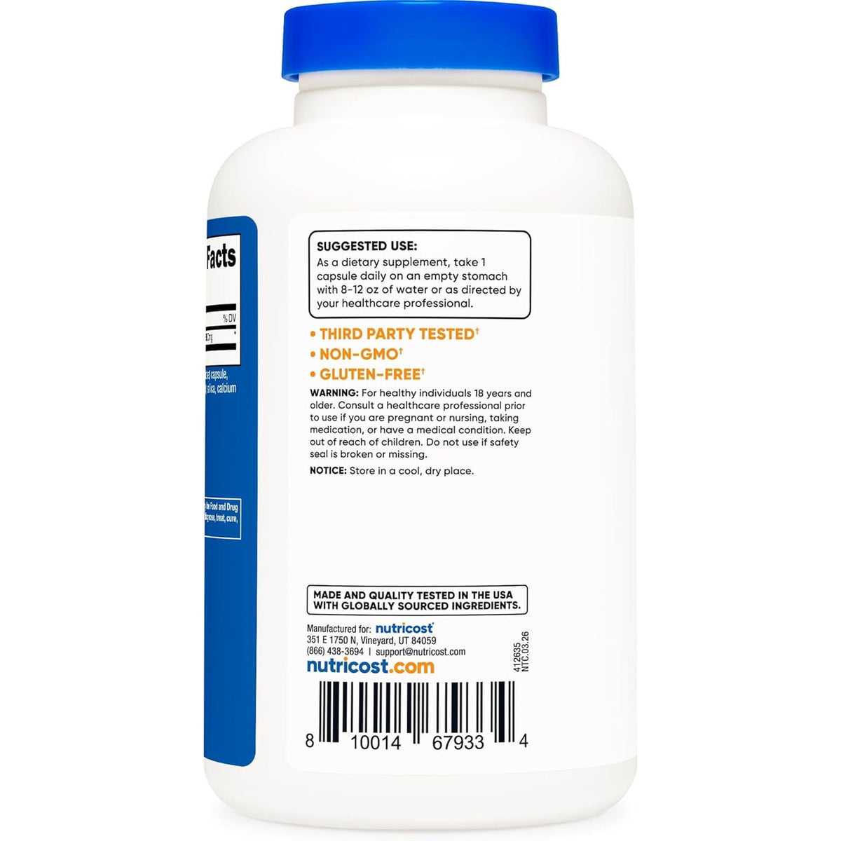 Nutricost L-Glutamine 800Mg, 180 Capsules - Gluten Free, Non-Gmo