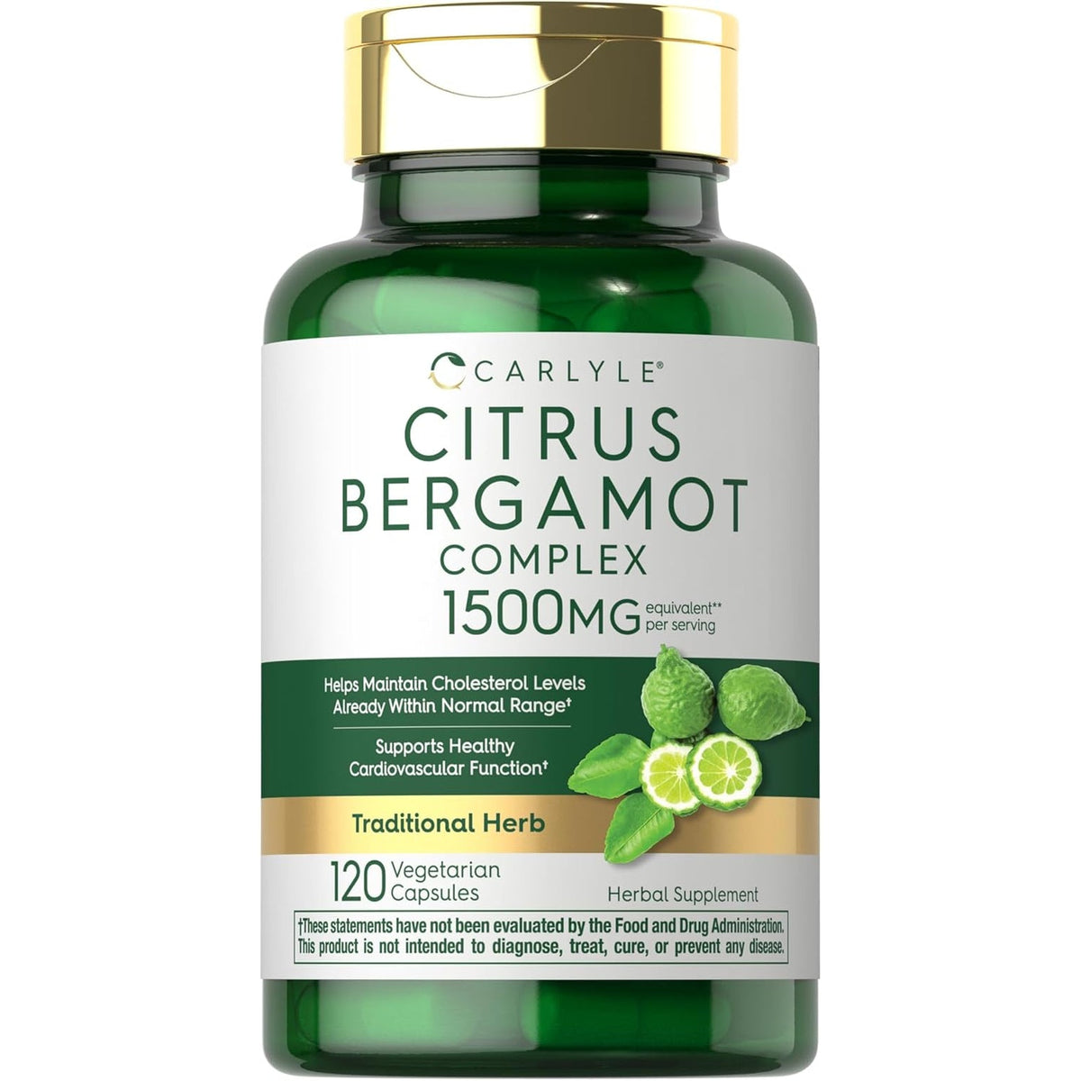 Carlyle Citrus Bergamot Supplement | Extract Complex | 120 Capsules | Non-Gmo, Gluten Free