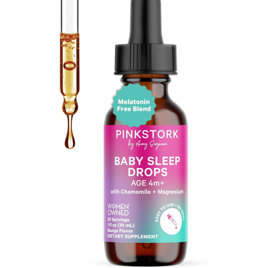 Pink Stork Baby Sleep Drops, Naturally Support Sleep without Melatonin for Infants, Toddlers, and Kids, Chamomile and Magnesium, Baby Essentials for Bedtime, 1 Oz, 30 Servings