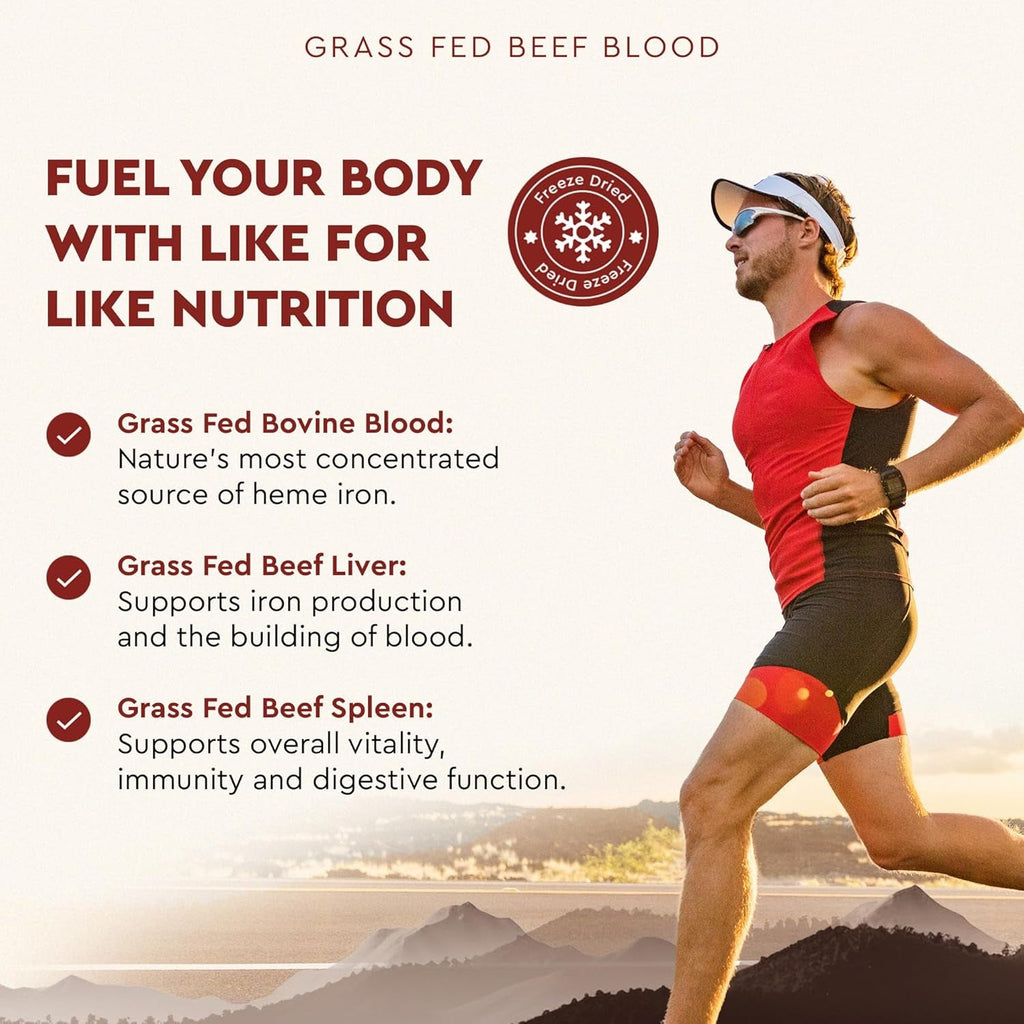 Ancestral Supplements Grass Fed Blood Is Blood, Liver & Spleen Formula, 500Mg, Grass Fed Beef Supplement, Red & White Blood Cell Formation, Immune and Heart Health Support, Non GMO, 180 Capsules