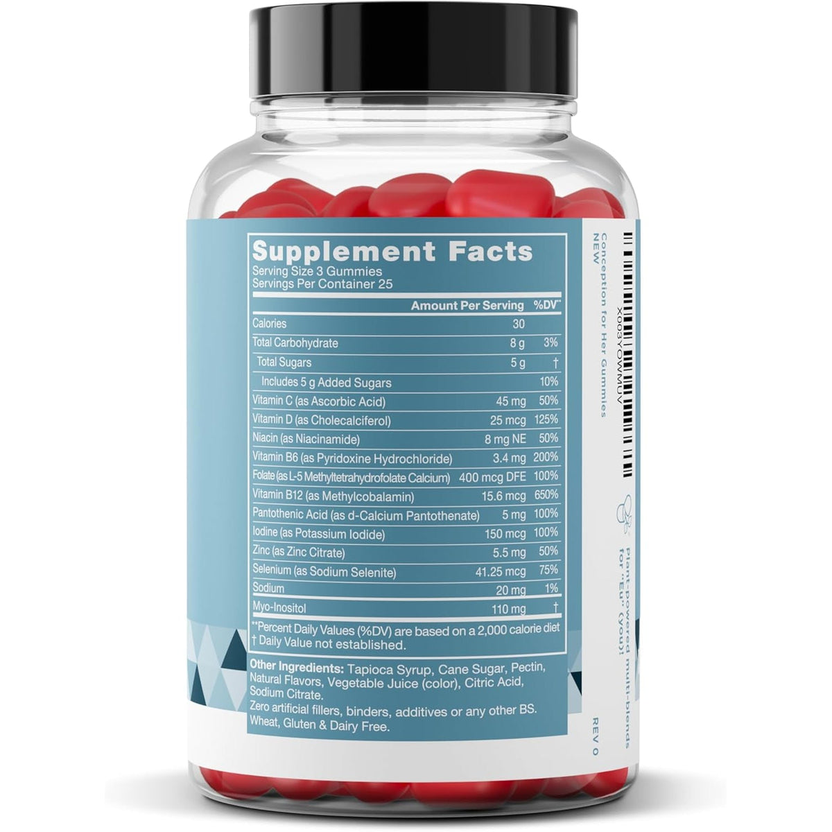 Conception for Her Fertility Gummies - Fertility Supplements for Women with Myo Inositol, Folate & More Essential Nutrients - Delicious Juicy Strawberry Hormone Balance Vitamins, 75 Ct Pectin Gummies