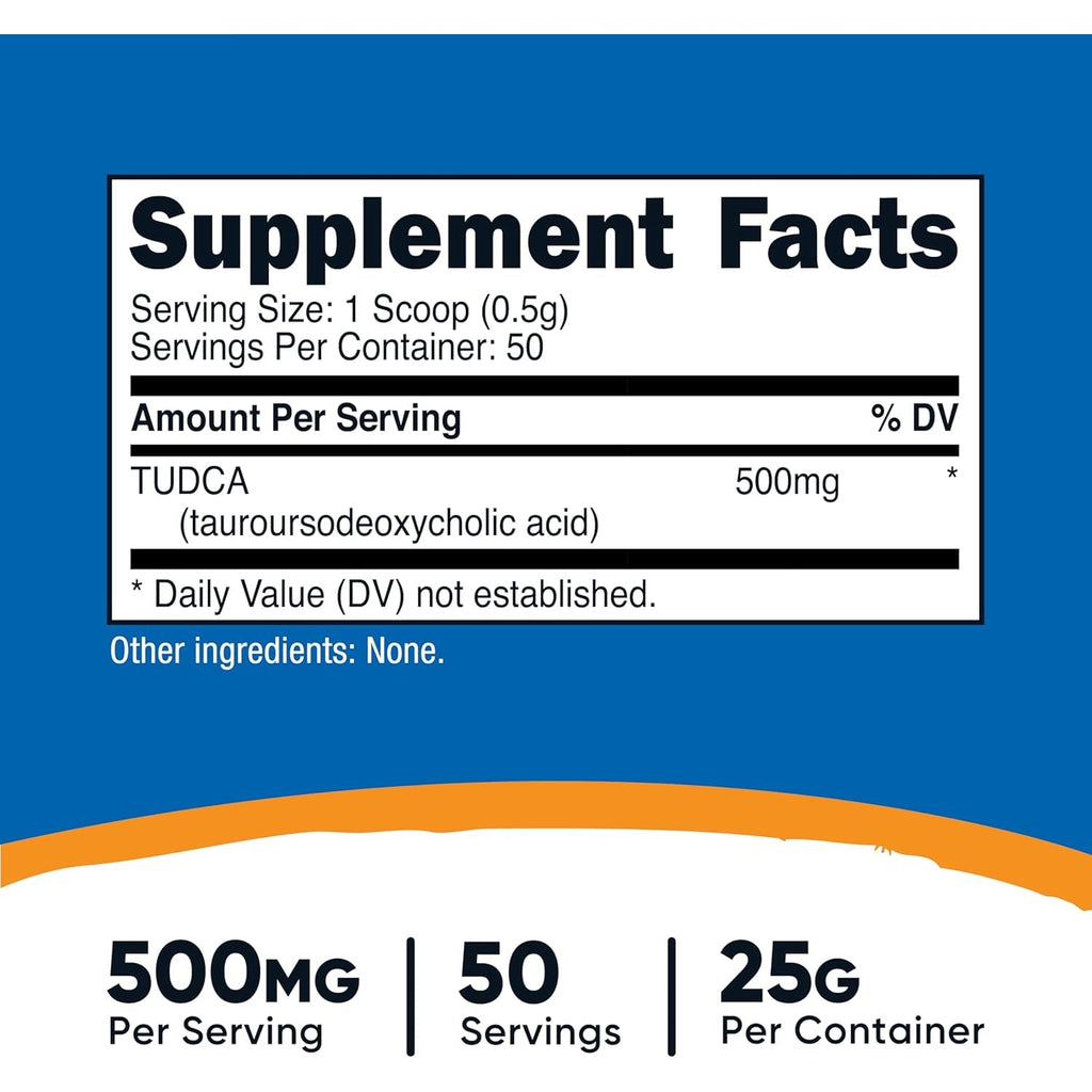 Nutricost Tudca Powder 25 Grams (Tauroursodeoxycholic Acid) - Gluten Free, Non-Gmo