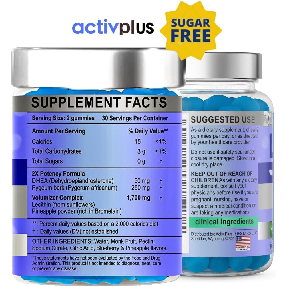 Semen Volume Booster Maximizer 2X Load - Male Fertility - Pineapple & Blueberry Sugar Free 60 Gummies