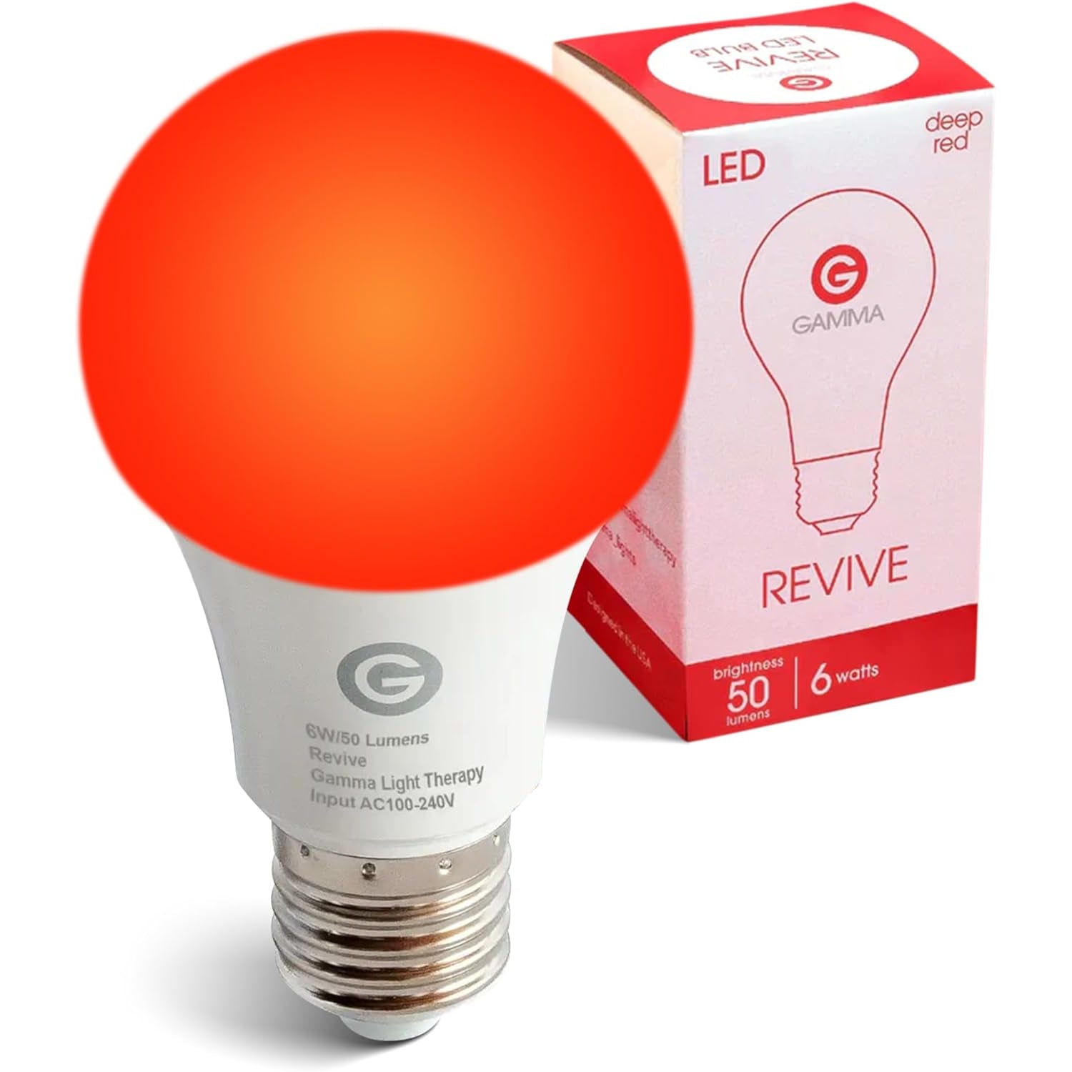 Revive - 670Nm Red Light Bulb by Gamma - Sleep Therapy - Melatonin Promoting Natural Sleep Aid