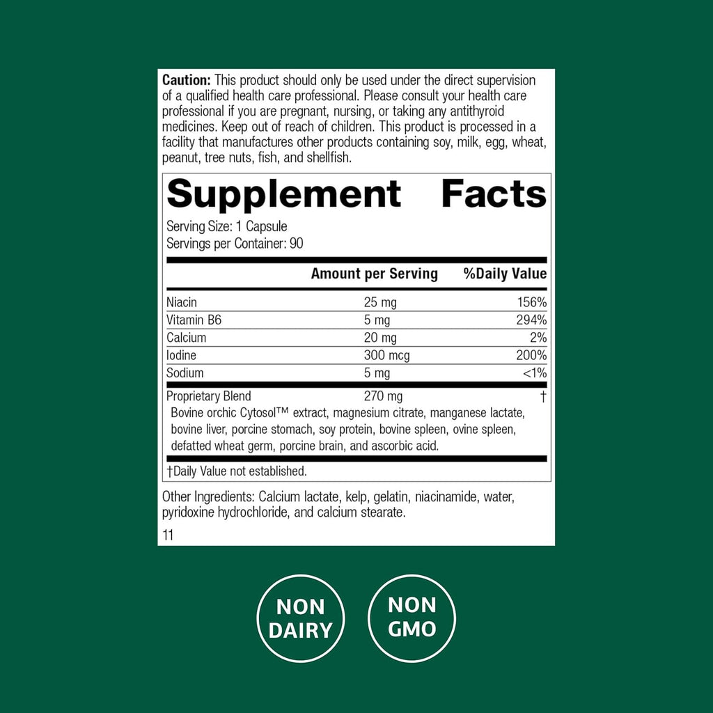 Standard Process Min-Chex - Supplement for Nervous System Support - Supports Healthy Gland Functions to Aid a Healthy Stress Response - Non-Dairy - 90 Capsules (90 Servings)