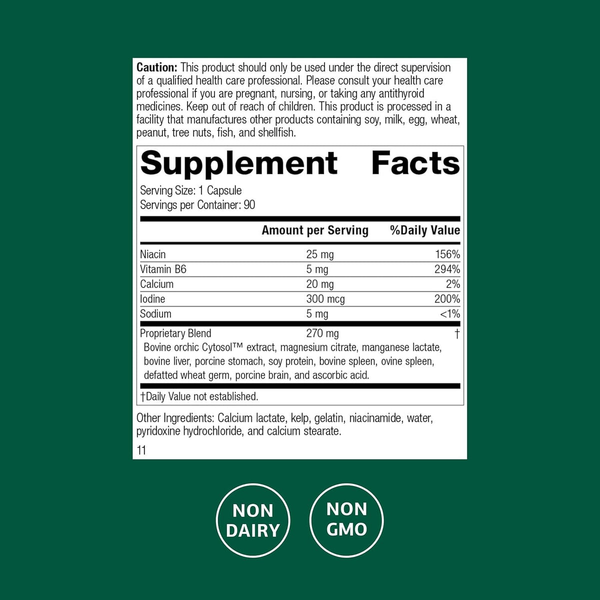 Standard Process Min-Chex - Supplement for Nervous System Support - Supports Healthy Gland Functions to Aid a Healthy Stress Response - Non-Dairy - 90 Capsules (90 Servings)