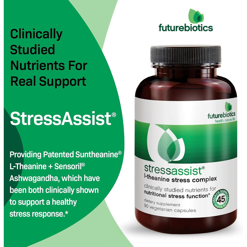 Futurebiotics Stressassist L-Theanine Ashwagandha and Rhodiola Rosea Stress Complex - Natural Nutritional Stress Function, 90 Vegetarian Capsules
