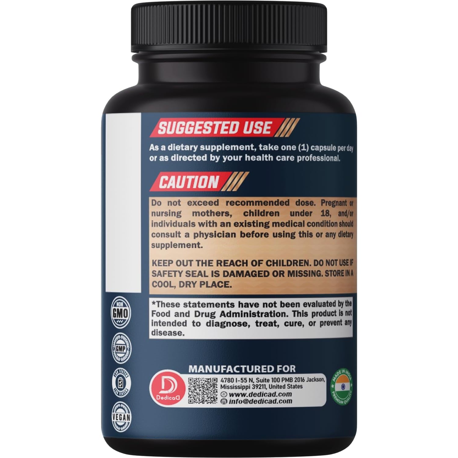 DEDICAD 12In1 Wormwood Black Walnut Clove Capsules - Immune, and Mood Support - 3 Month Supply - 90 Vegan Capsules